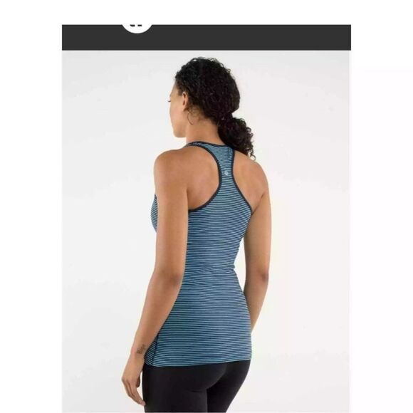 Lululemon Os Tank Blue Navy Striped Top Shirt Womens Sleeveless Athletic Gym - Picture 2 of 16